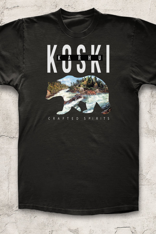 The Karhu Koski Distillery Men's Black " Bear Rapids" T Shirt
